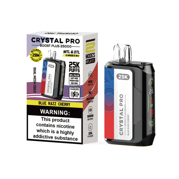 Crystal Pro Boost Plus 25000 - 2-in-1 Vape Device - 20 mg - Box of 5