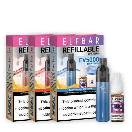 Elf Bar EV5000 Starter Kit & Elfliq Nic salts Disposable Vape Kit - Box of 5