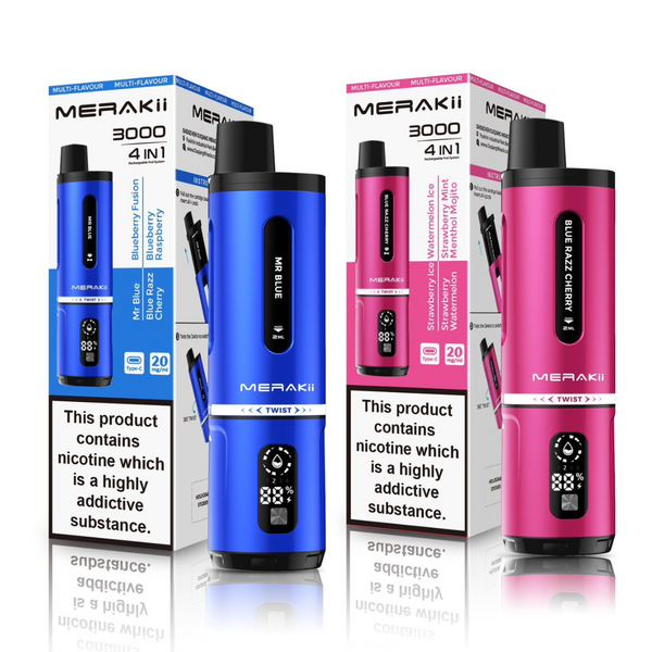 Merakii 3000 Puffs Disposable Vape Box of 5