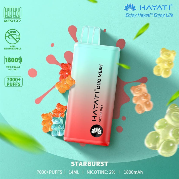 Hayati Duo Mesh 7000 Disposable Vape Puff Bar Pod Box of 10 - Vapeareawholesale