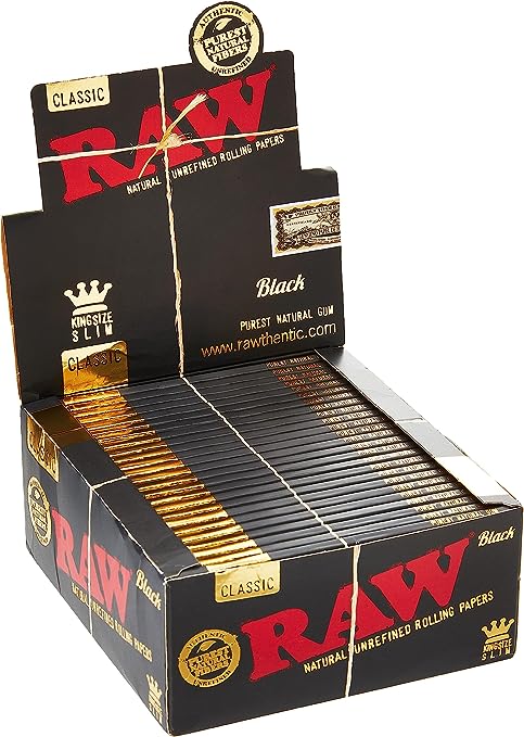 Raw - Black King Size Slim Classic Ultra Thin - Pack of 50 - Vapeareawholesale