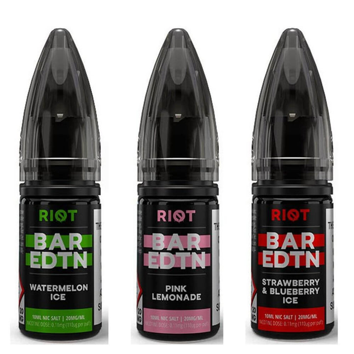 Riot Bar EDTN 10ml Nic Salt E-Liquid - Pack of 10 - Vapeareawholesale